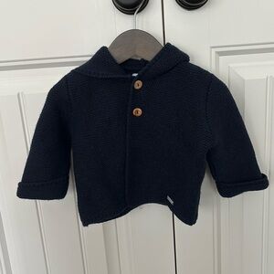 Foque Baby Boy’s Navy Blue Knitted Wool Blend Coat